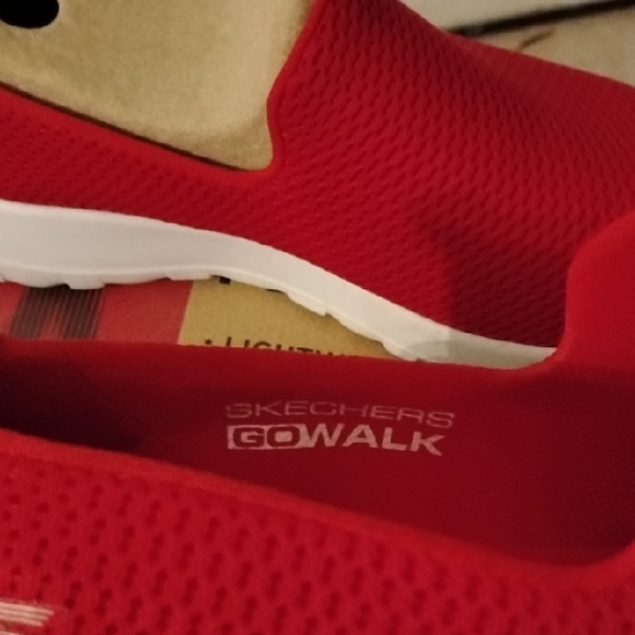 Skechers Women's Red Mesh Slip-On Sneakers - Picture 6 of 8